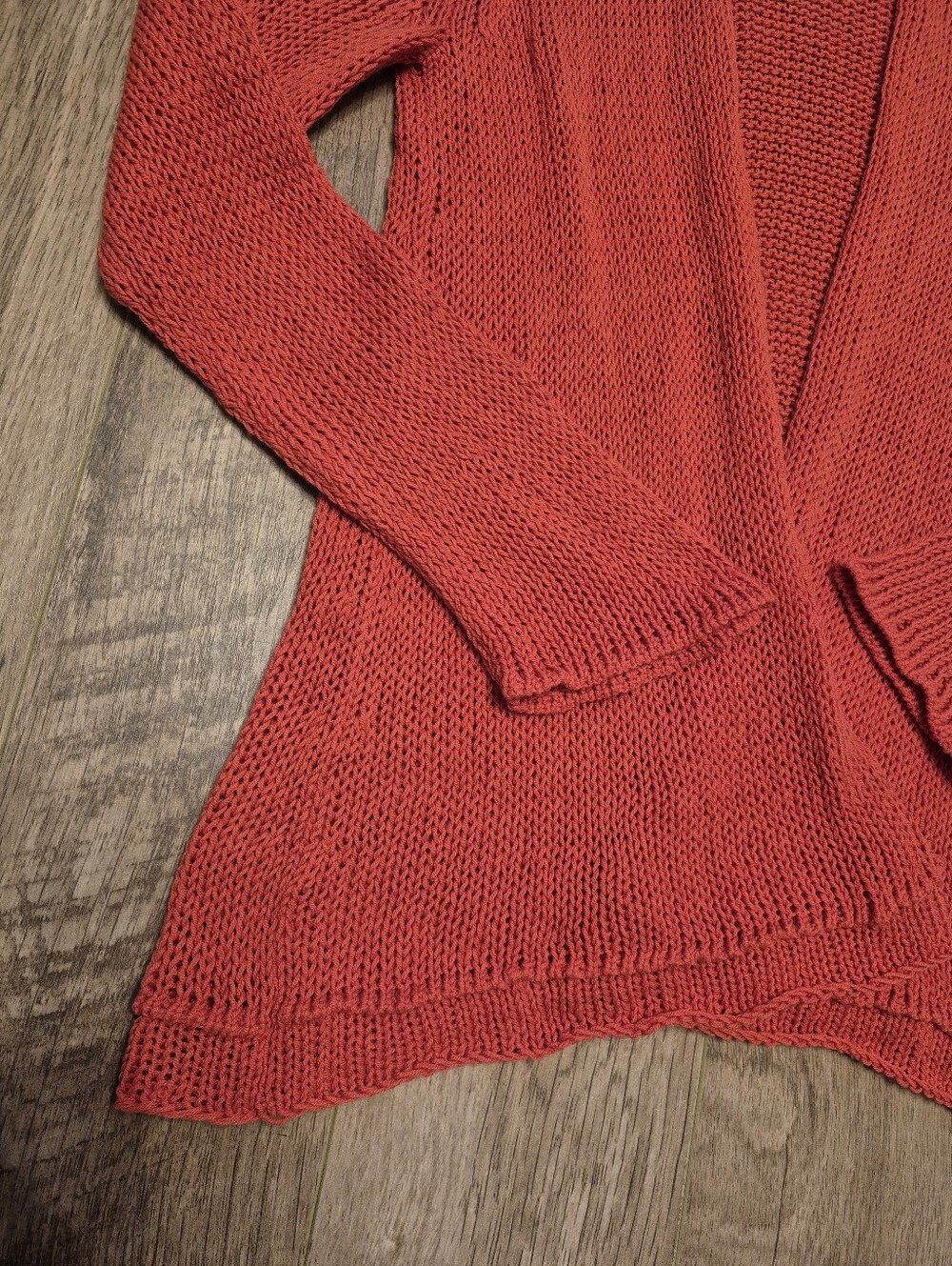 Wooden Ships Women's Nautical Boho Beach Coral Open-Front Knit Cardigan Size M/L - Picture 4 of 7
